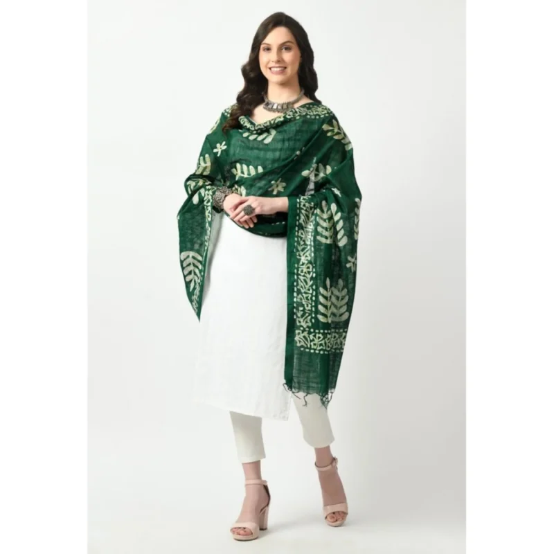 Alternative view of Women's Cotton Printed Dupatta (Green, Length: Free Size)