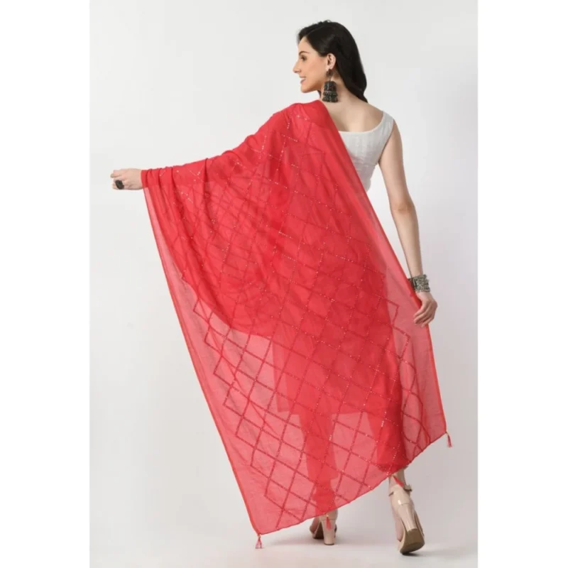 Alternative view of Women's Chanderi Self Design Dupatta (Rani, Length: Free Size)