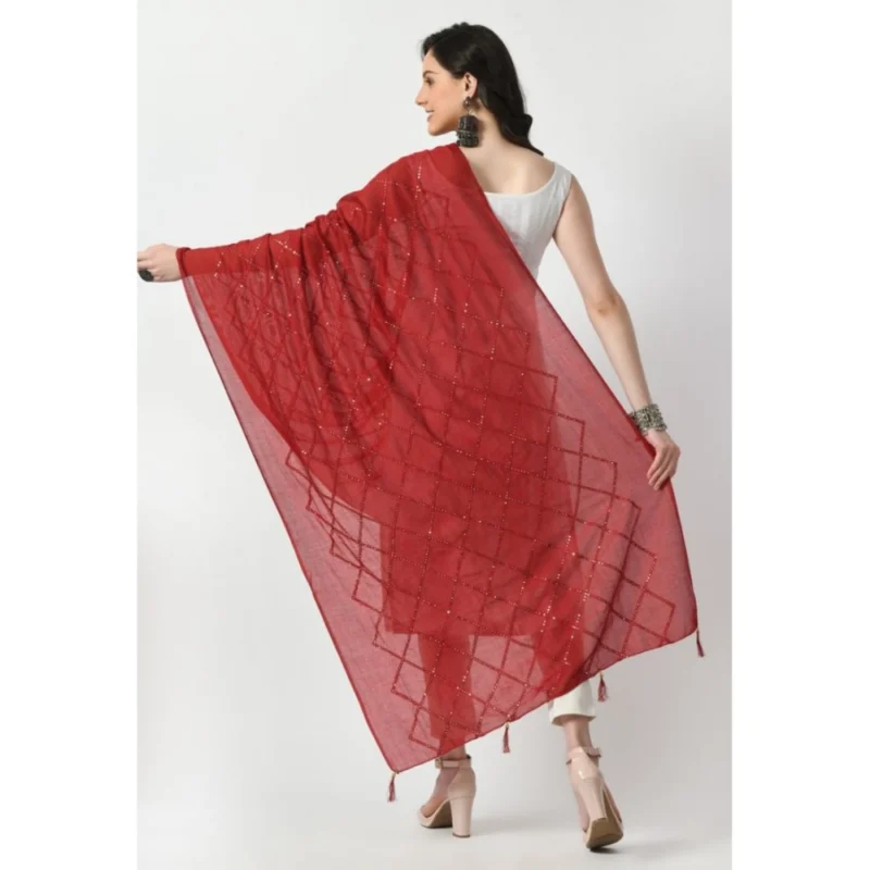 Alternative view of Women's Chanderi Self Design Dupatta (Maroon, Length: Free Size)