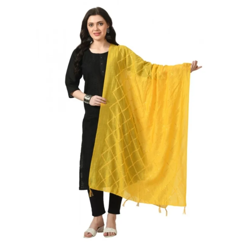 Women's Chanderi Self Design Dupatta (Yellow, Length:Â Free Size)