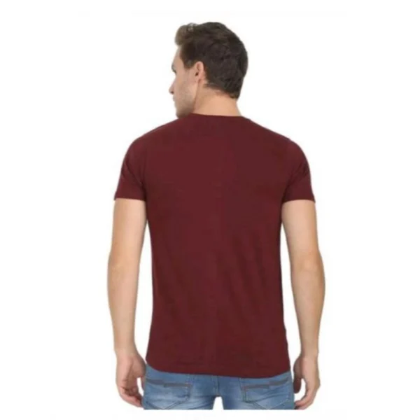 Men's?Casual Short Sleeves Cotton Round Neck T-shirt (Maroon) - Image 4