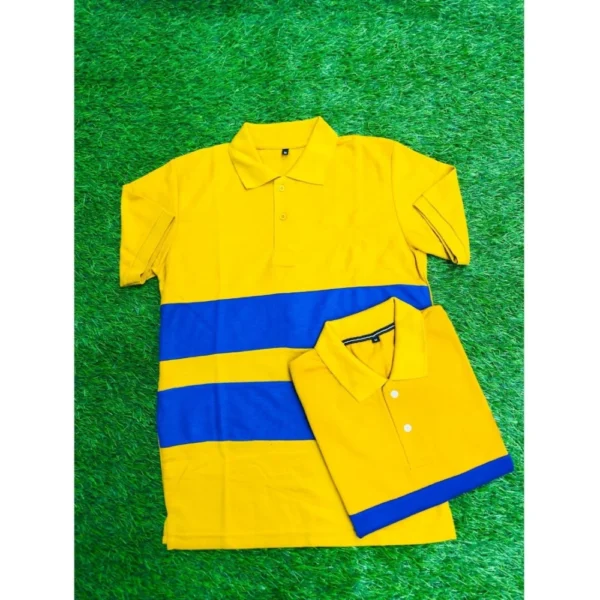 Men Casual Short Sleeves Cotton Polo Neck T-shirt (Mustard) - Image 3