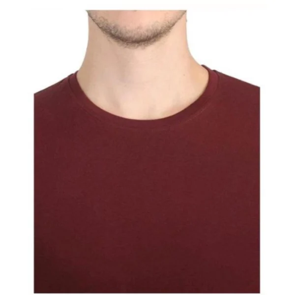 Men's?Casual Short Sleeves Cotton Round Neck T-shirt (Maroon) - Image 2