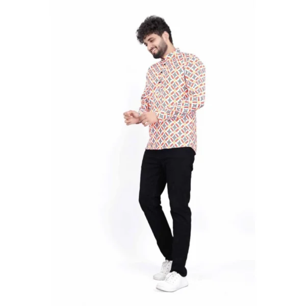 Generic Men's Cotton Blended Printed Full Sleeve Shortkurta (Multicolor) - Image 4