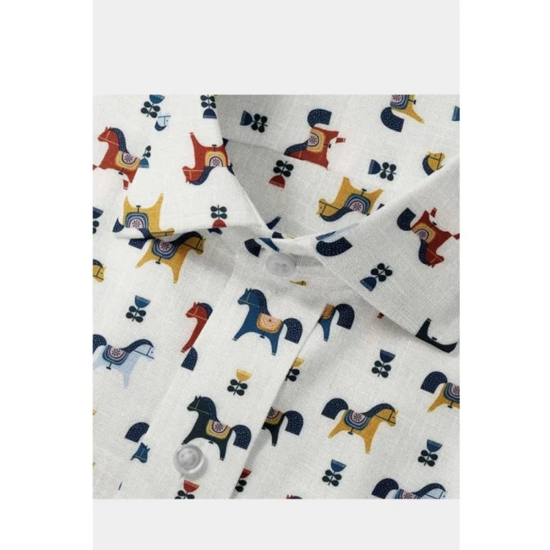 Alternative view of Men's Cotton Blended Printed Full Sleeve Shirt (Multicolor)