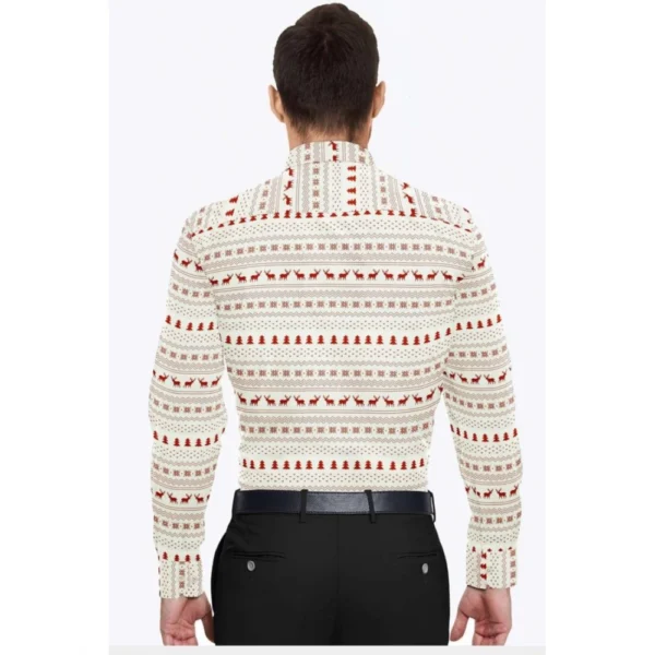 Generic Men's Cotton Blended Printed Full Sleeve Shirt (White-Red) - Image 6
