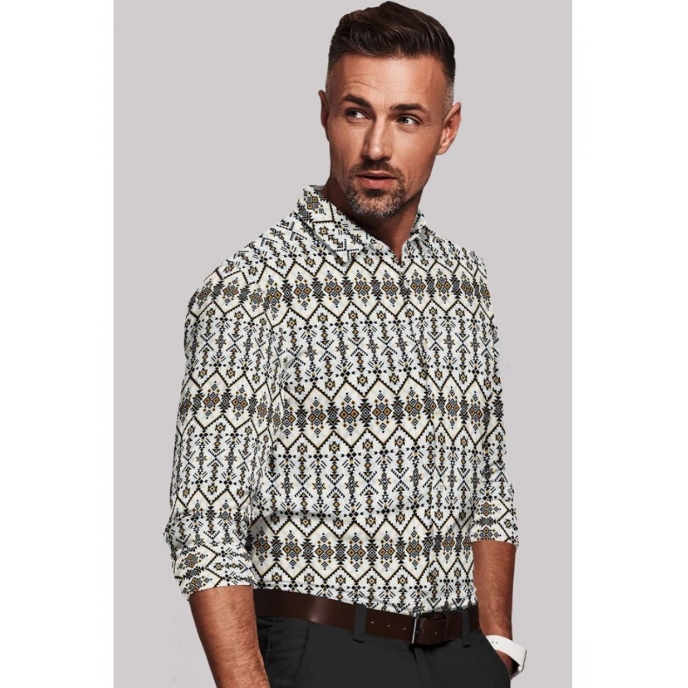 Men's Cotton Blended Printed Full Sleeve Shirt (Multicolor) - Image 4