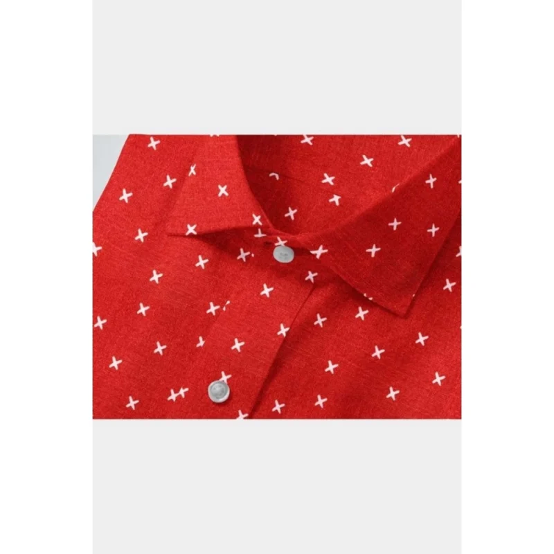 Alternative view of Men's Cotton Blended Printed Full Sleeve Shirt (Red)