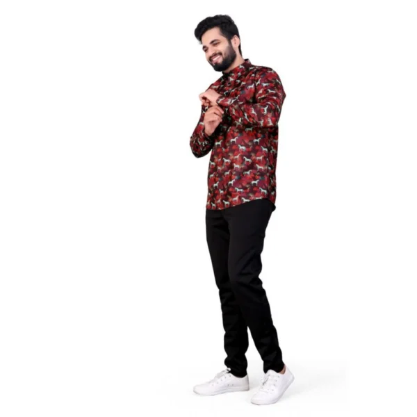 Generic Men's Cotton Blended Printed Full Sleeve Shortkurta (Multicolor) - Image 4