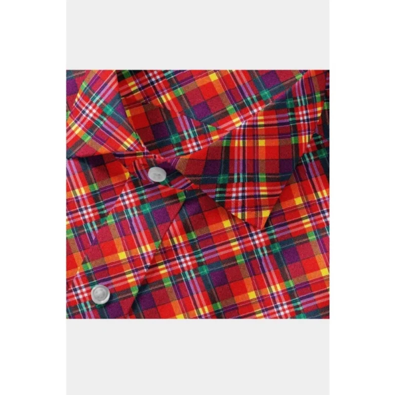 Alternative view of Men's Cotton Blended Checked Full Sleeve Shirt (Red)