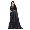 Generic Women's Malai Lining Solid Saree With Unstitched Blouse (Black, 5.5 Mtr)