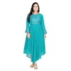 Generic Women's Georgette Embroidered Kurti (Rama)