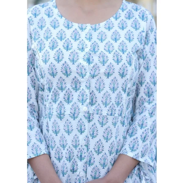 Generic Women's Cotton Printed 3/4 Sleeve Round Neck Tunics (White) - Image 7