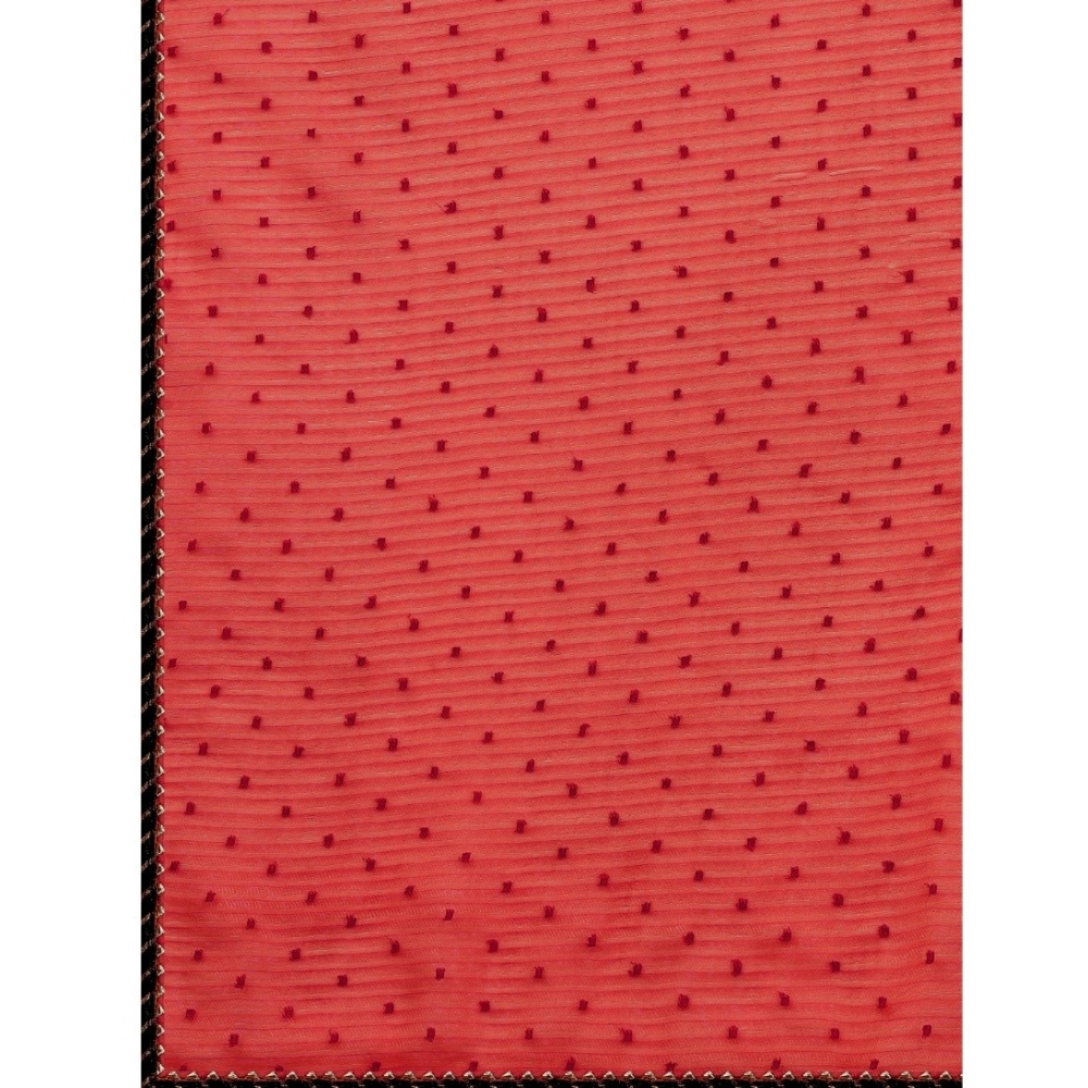 Women's Silk Blend Embellished Saree With Unstitched Blouse 5.5Mtr (Red) - Image 2