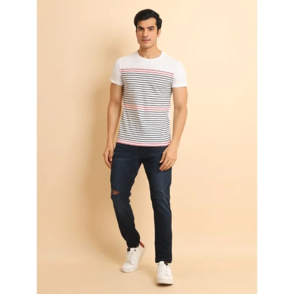 Generic Men's Casual Cotton Printed Round Neck Half Sleeve T-Shirt (White) - Image 7