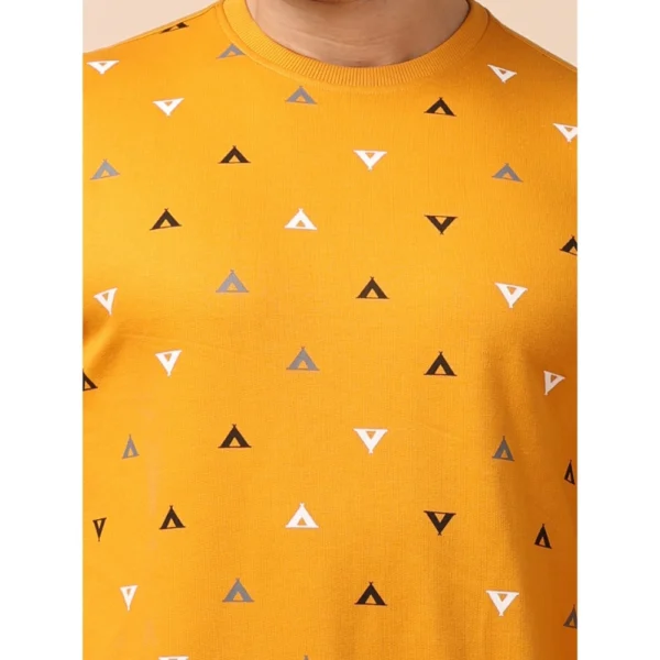 Men's Casual Cotton Printed Round Neck Full Sleeve Sweat T-Shirt (Mustard) - Image 6