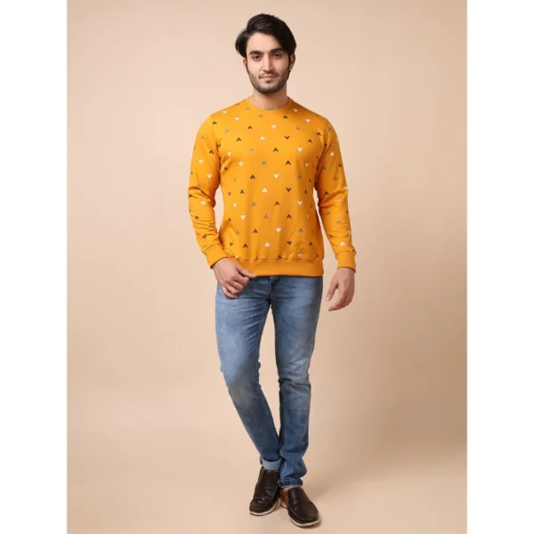 Men's Casual Cotton Printed Round Neck Full Sleeve Sweat T-Shirt (Mustard) - Image 7