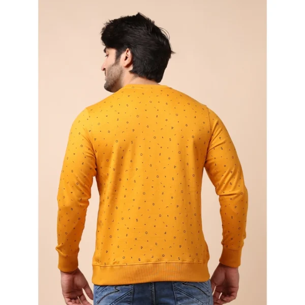 Men's Casual Cotton Printed Round Neck Full Sleeve Sweat T-Shirt (Mustard) - Image 2