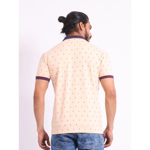 Generic Men's Casual Cotton Printed Polo Neck Half Sleeve T-Shirt (Peach) - Image 2