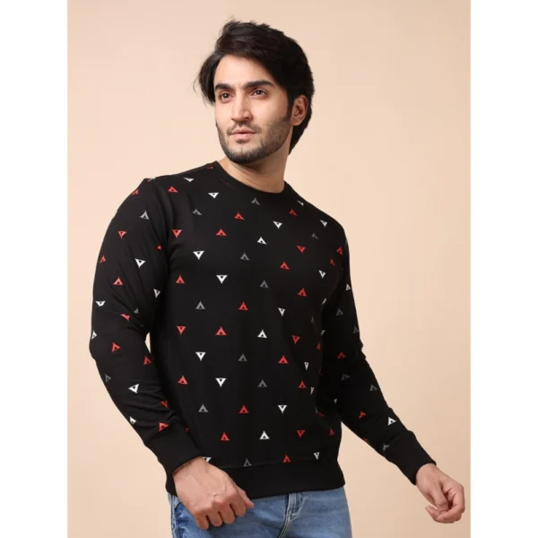 Men's Casual Cotton Printed Round Neck Full Sleeve Sweat T-Shirt (Black) - Image 4