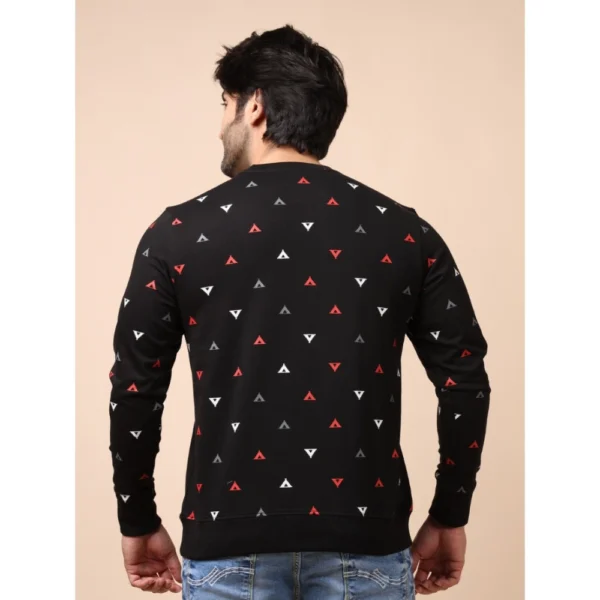 Men's Casual Cotton Printed Round Neck Full Sleeve Sweat T-Shirt (Black) - Image 2