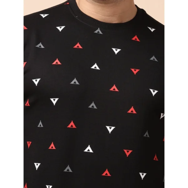 Men's Casual Cotton Printed Round Neck Full Sleeve Sweat T-Shirt (Black) - Image 6