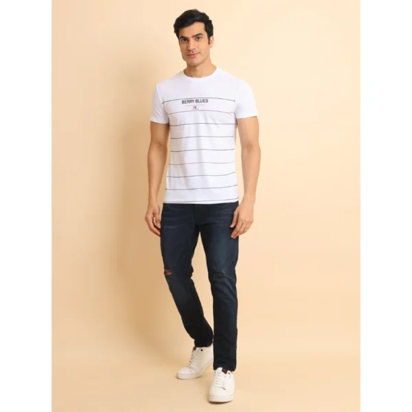 Generic Men's Casual Cotton Printed Round Neck Half Sleeve T-Shirt (White) - Image 7
