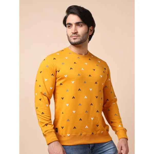 Men's Casual Cotton Printed Round Neck Full Sleeve Sweat T-Shirt (Mustard) - Image 4