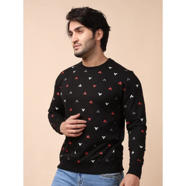 Men's Casual Cotton Printed Round Neck Full Sleeve Sweat T-Shirt (Black) - Image 3