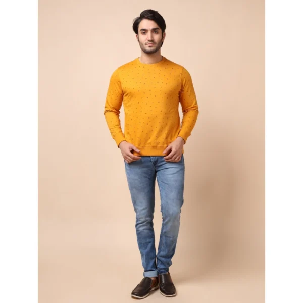 Men's Casual Cotton Printed Round Neck Full Sleeve Sweat T-Shirt (Mustard) - Image 7