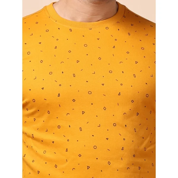Men's Casual Cotton Printed Round Neck Full Sleeve Sweat T-Shirt (Mustard) - Image 6