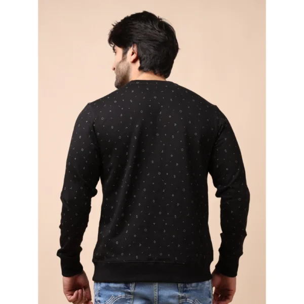Men's Casual Cotton Printed Round Neck Full Sleeve Sweat T-Shirt (Black) - Image 2