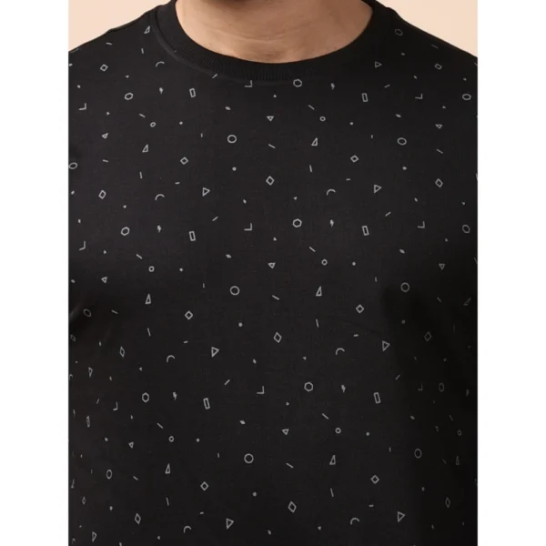 Men's Casual Cotton Printed Round Neck Full Sleeve Sweat T-Shirt (Black) - Image 6