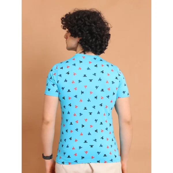 Generic Men's Casual Cotton Printed Round Neck Half Sleeve T-Shirt (Skyblue) - Image 2