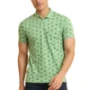 Men's Casual Cotton Printed Polo Neck Half Sleeve T-Shirt (Light Green)