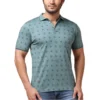 Generic Men's Casual Cotton Printed Polo Neck Half Sleeve T-Shirt (Grey)