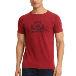 Generic Men's Casual Cotton Printed Round Neck Half Sleeve T-Shirt (Maroon)