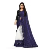 Generic Women's Silk With Mirror Lace Solid Saree With Unstitched Blouse (Blue, 5-5 Mtrs)