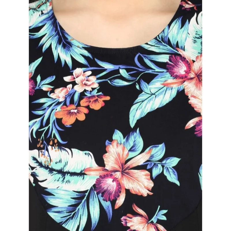 Alternative view of Women's Polyester Printed Sleeveless Above Knee Dress (Black - Multicolor)