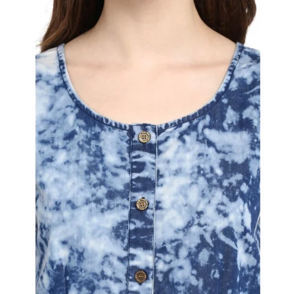 Generic Women's Denim Tie & Dye Sleeveless Above Knee Dress (Blue) - Image 2