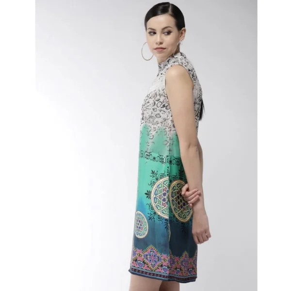 Generic Women's Polyester Printed Sleeveless Above Knee Dress (Multicolor) - Image 3