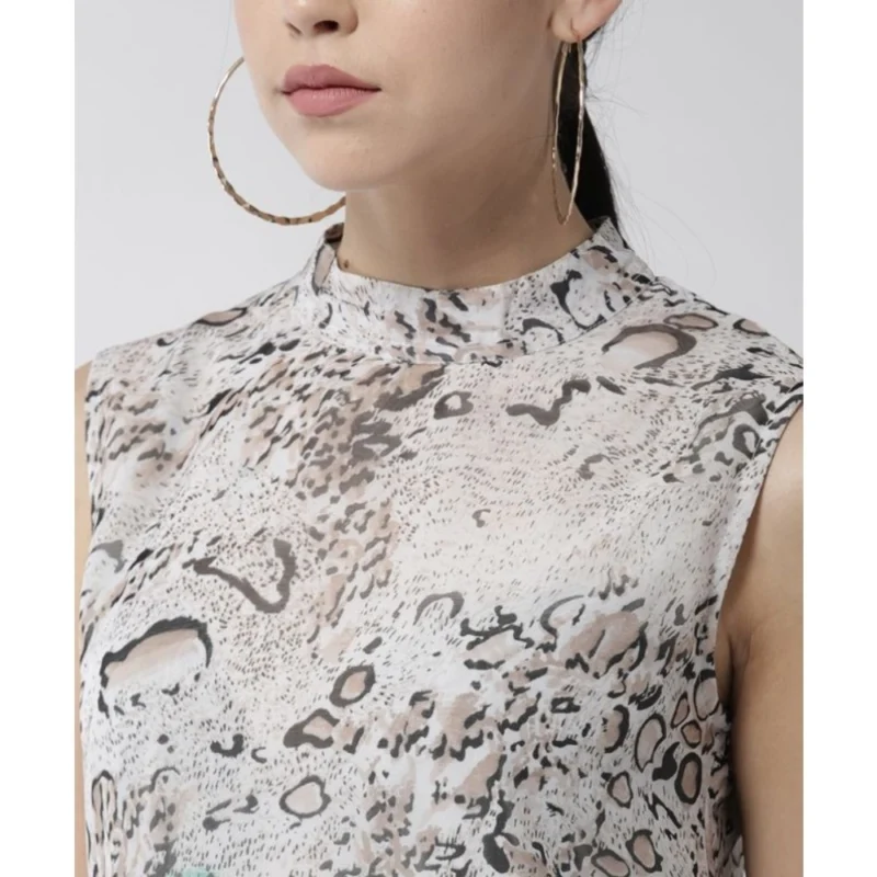 Alternative view of Women's Polyester Printed Sleeveless Above Knee Dress (Multicolor)