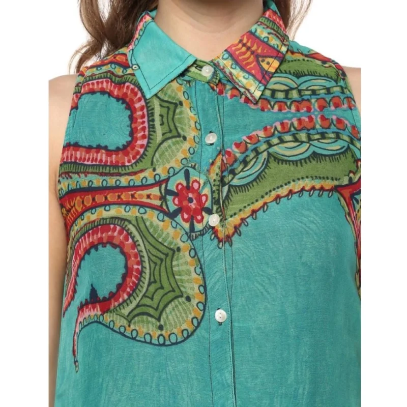 Alternative view of Women's Polyester Floral Sleeveless Below Knee Dress (Multicolor)