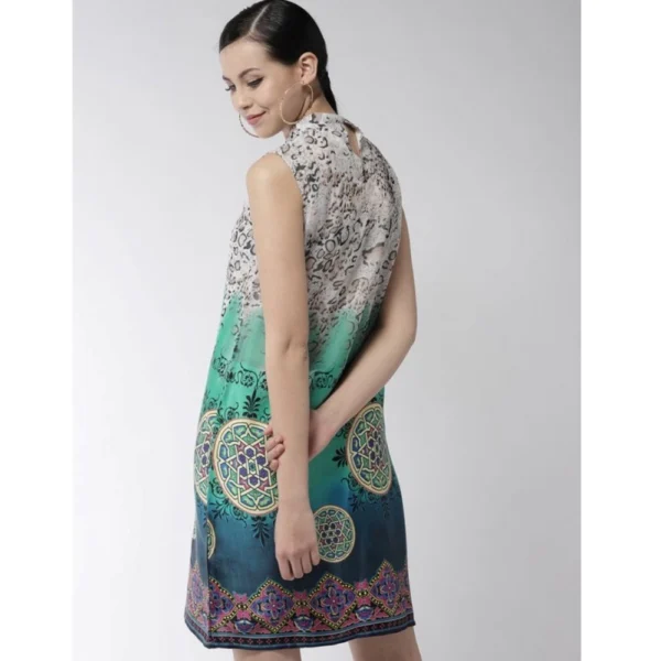 Generic Women's Polyester Printed Sleeveless Above Knee Dress (Multicolor) - Image 6