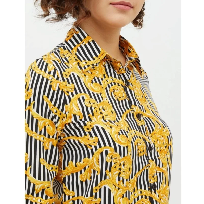 Alternative view of Women's Polyester Printed Roll Up Sleeve Standard Length Shirt (Mustared)