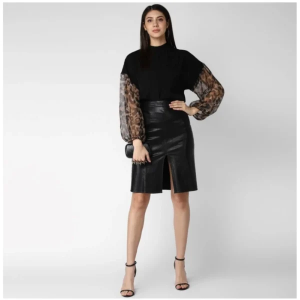 Generic Women's Polyester Animal Print Long Sleeves Top (Black) - Image 6