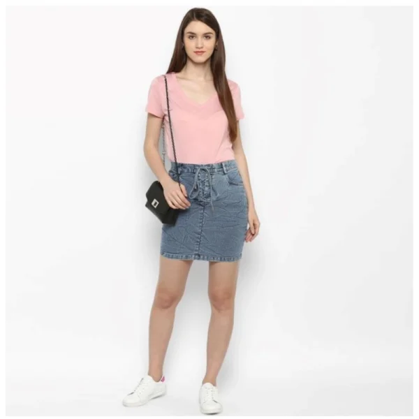 Generic Women's Denim Draw String Buttoned Skirt (Blue) - Image 6