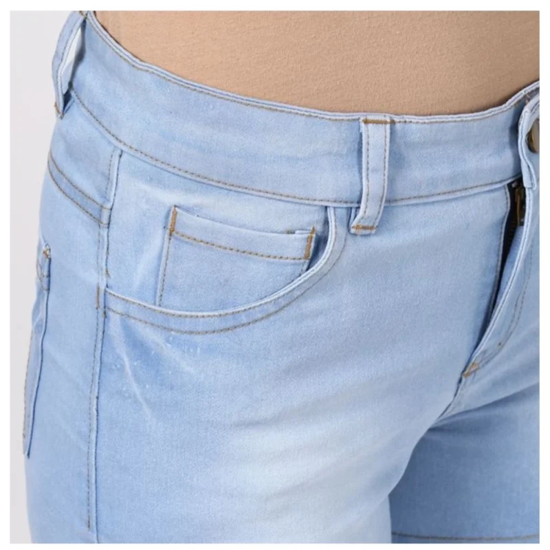 Alternative view of Women's Denim Solid Buttoned Shorts (Blue)