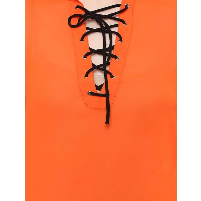 Alternative view of Women's Polyester Solid Long Sleeves Regular Top (Orange)