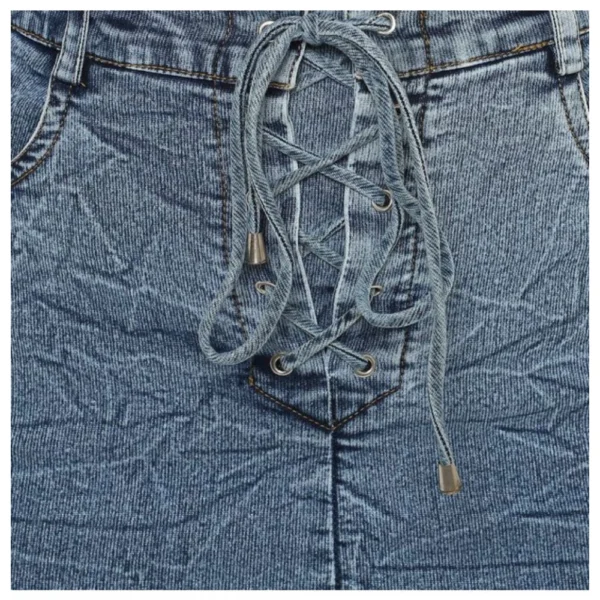 Generic Women's Denim Draw String Buttoned Skirt (Blue) - Image 2
